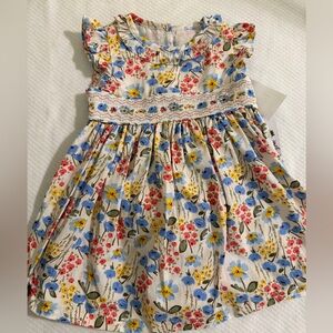 iris & ivy White Floral Smocked Dress with Blue, Yellow & Pink Flowers